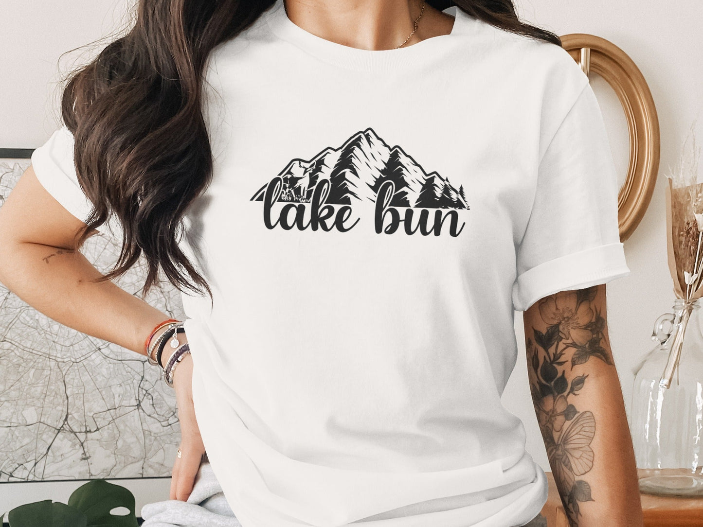 Lake Bun Mountains Nature Lover Graphic Design T-Shirt
