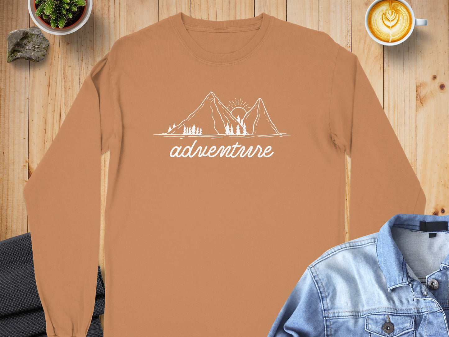 Adventure Awaits Mountains and Sunshine Graphic Long Sleeve T-Shirt