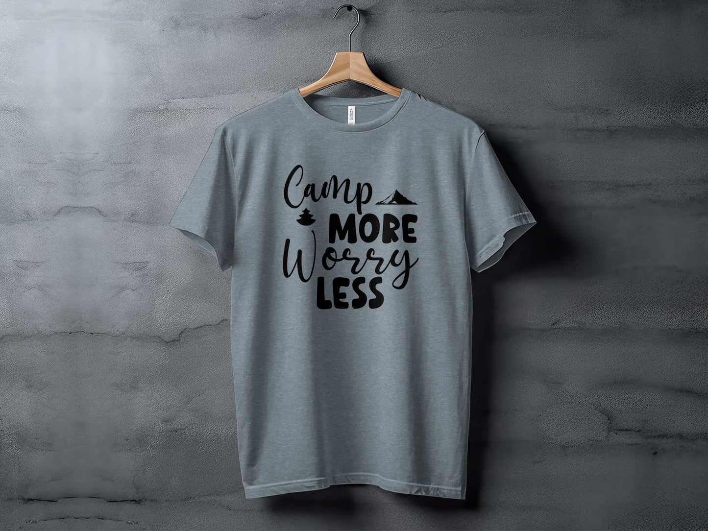 Camp More Worry Less Outdoor Adventure Graphic T-Shirt