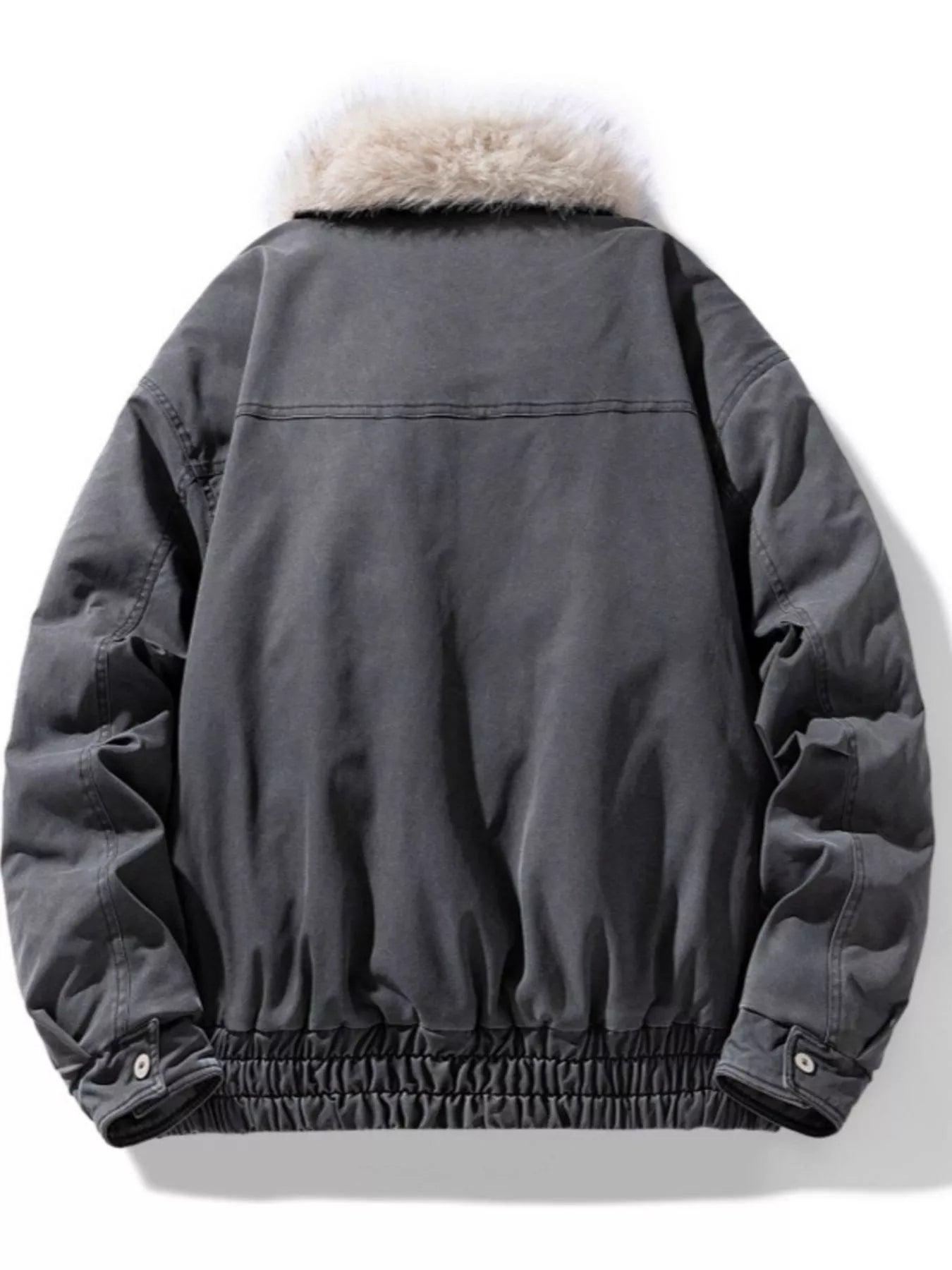 Men's Full Size Fur Collar Zip Up Bomber Jacket Plus Size