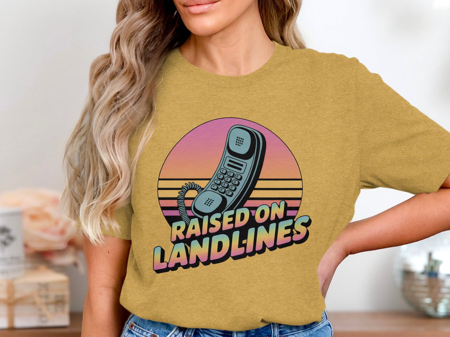 Raised on Landlines Retro Style Phone Design T-Shirt