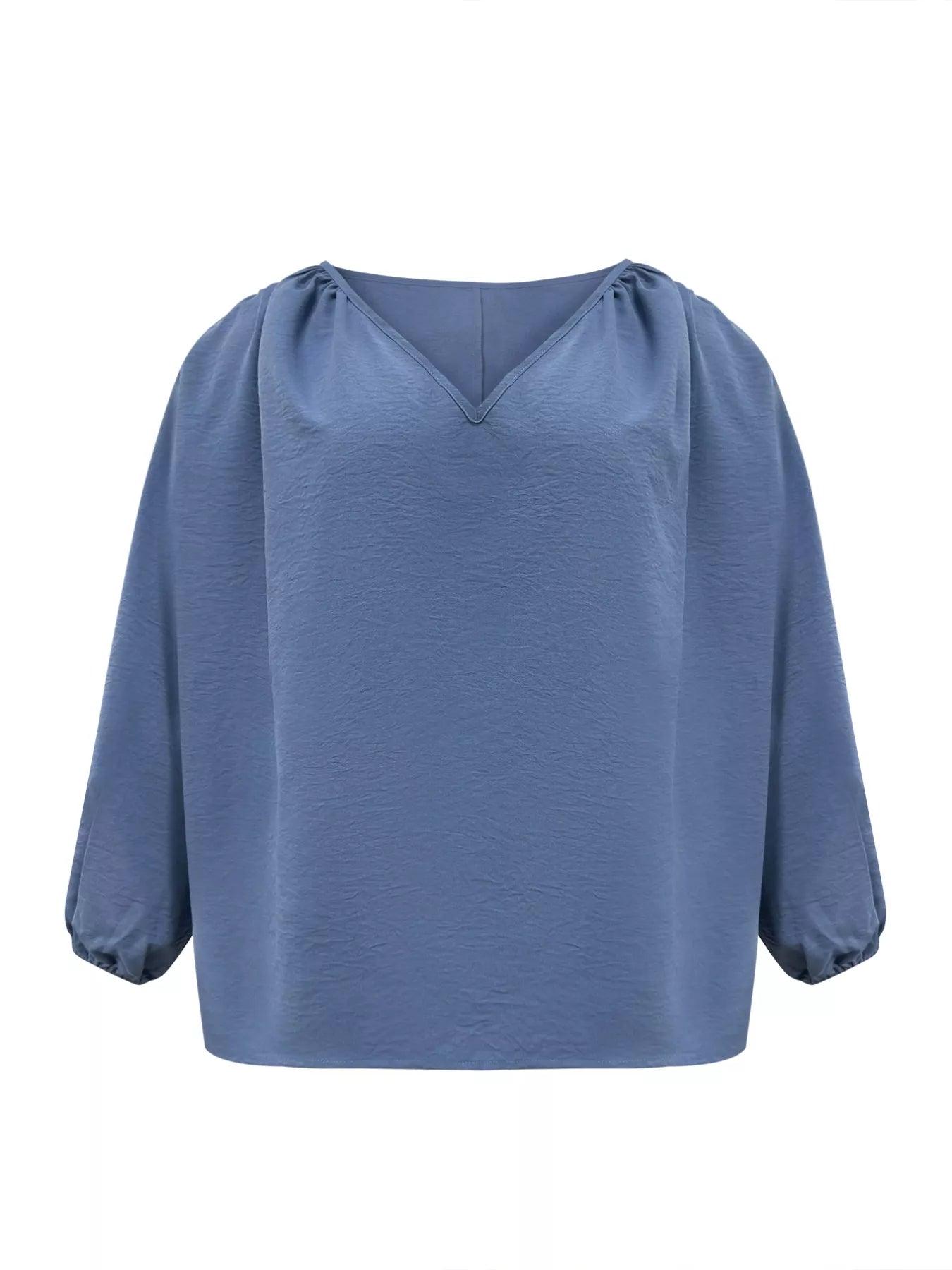 Plus Size V-Neck Long Sleeve Blouse