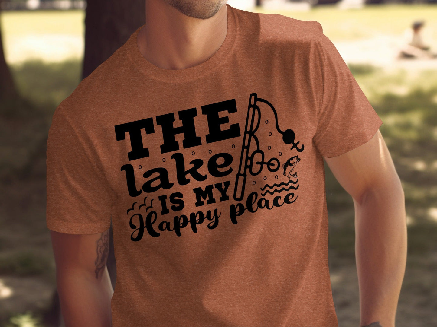 The Lake Is My Happy Place Fishing Illustration T-Shirt