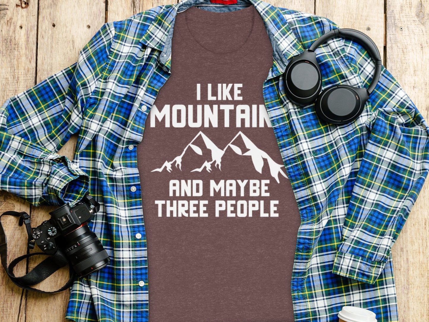 I Like Mountains And Maybe Three People Funny T-Shirt