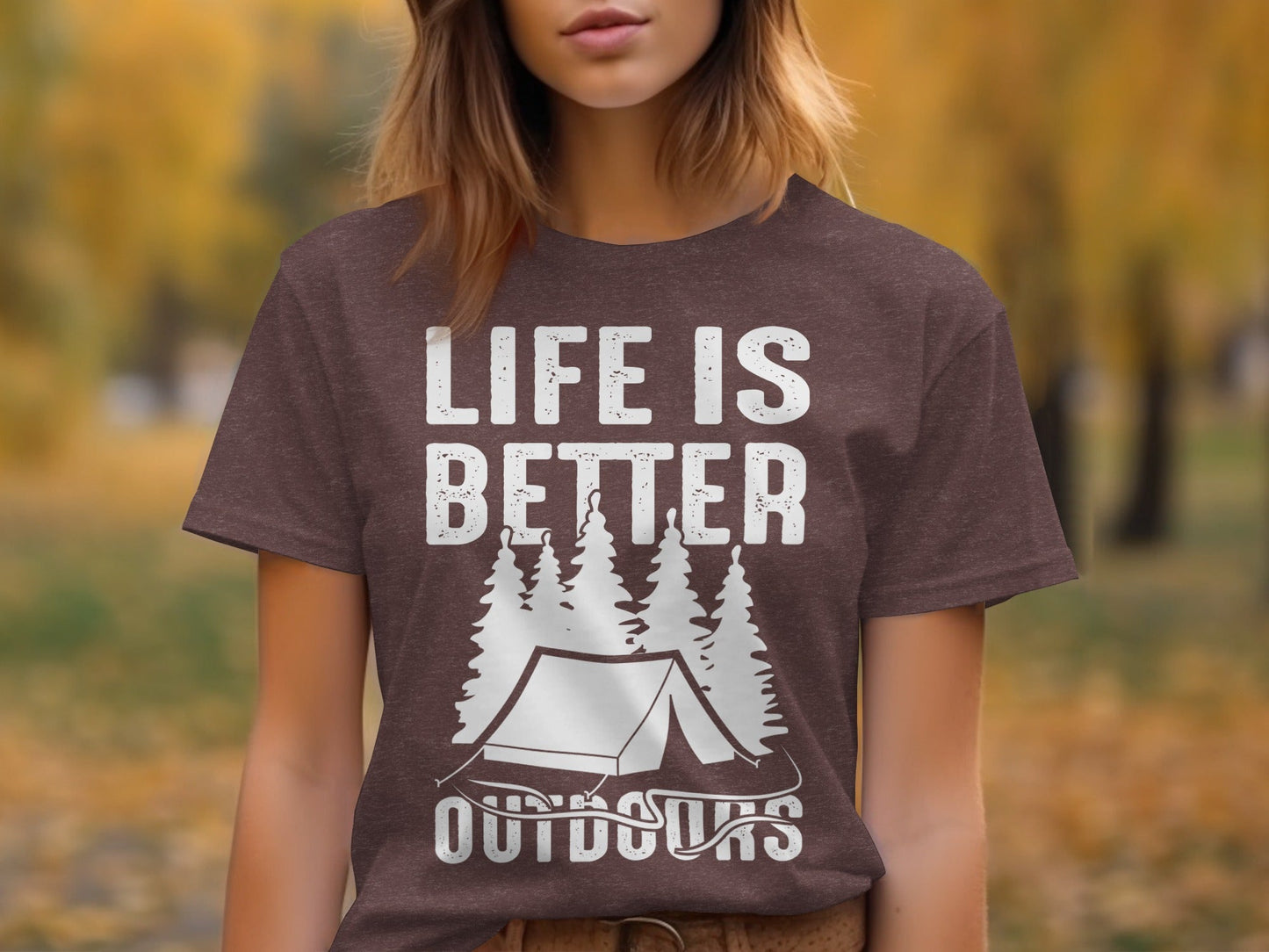 Life Is Better Outdoors Camping Tent Graphic Novelty T-Shirt
