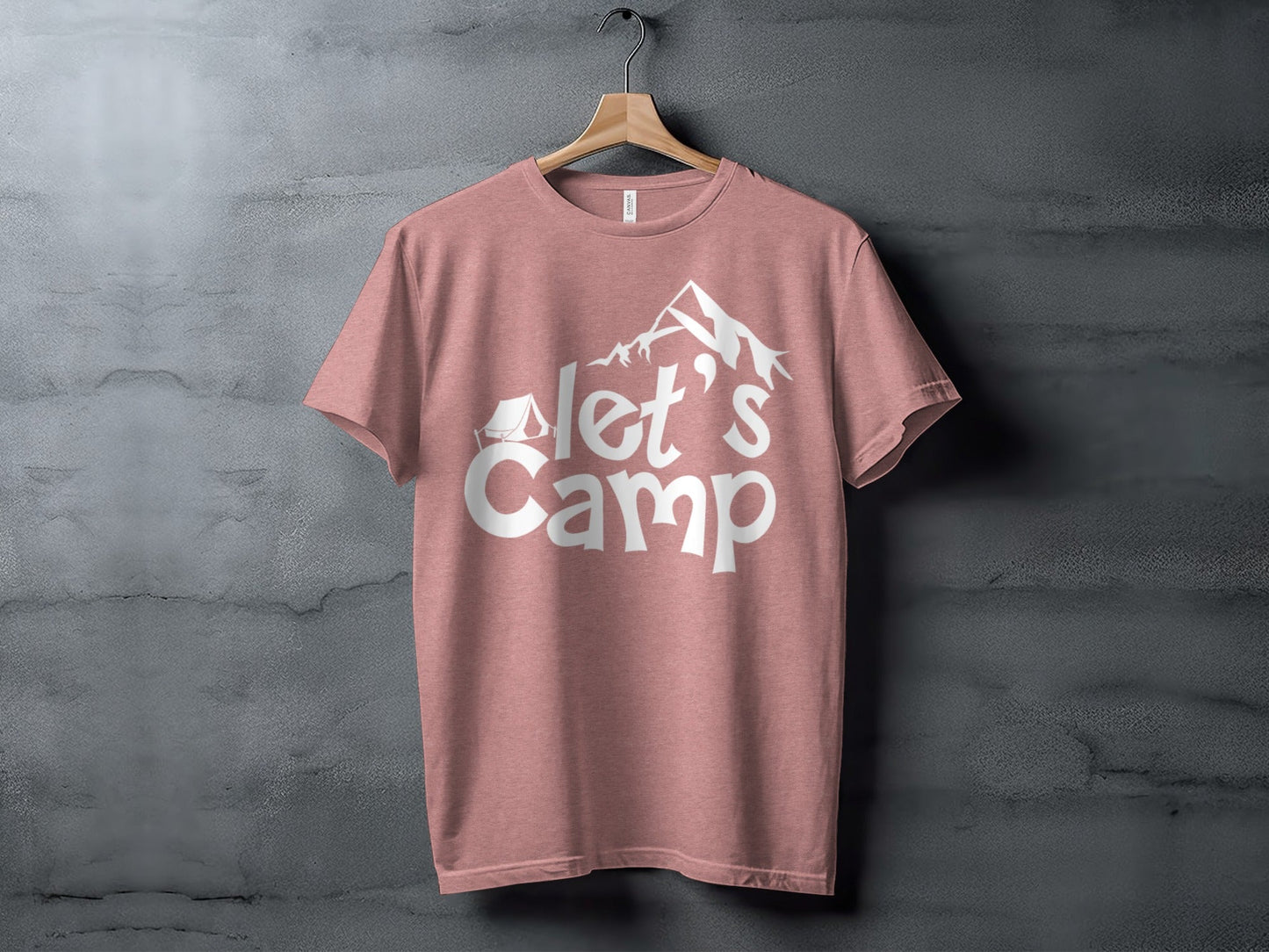 Lets Camp Tent With Mountain T-Shirt