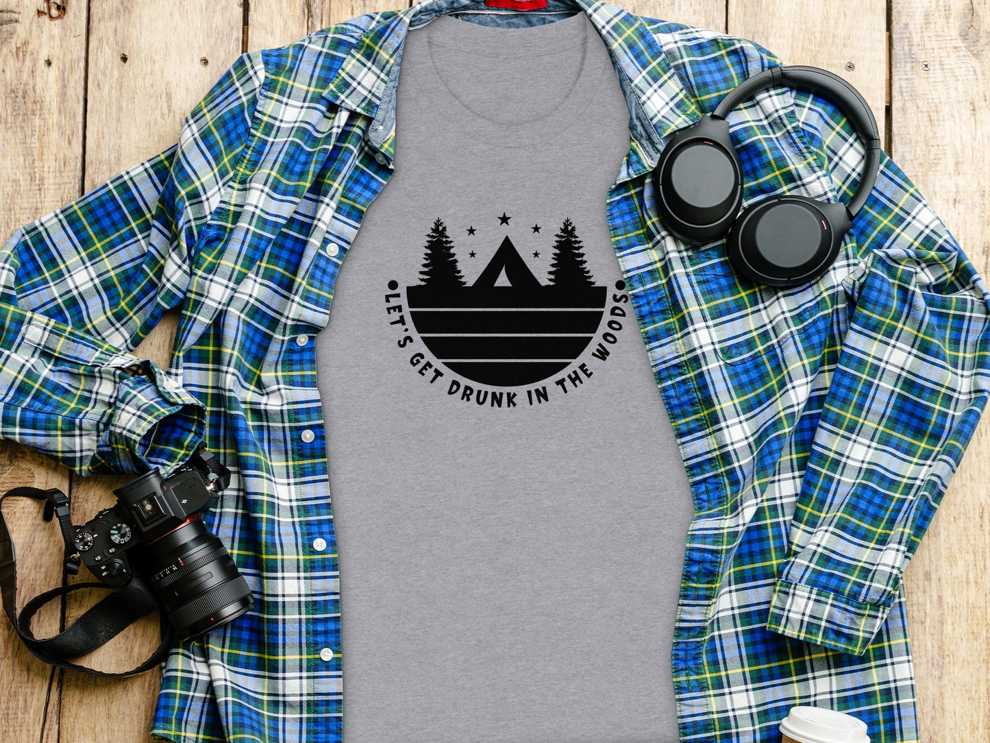 Let's Get Drunk In The Woods Camping Adventure T-Shirt