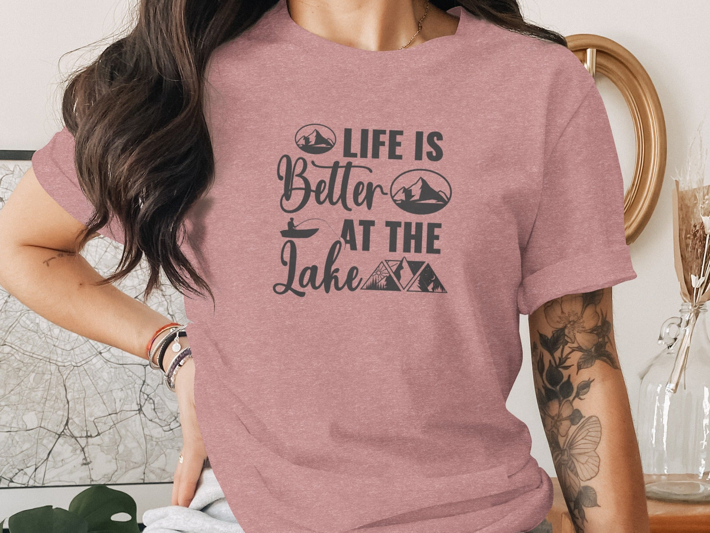 Life Is Better At The Lake Outdoors Mountain Scene T-Shirt