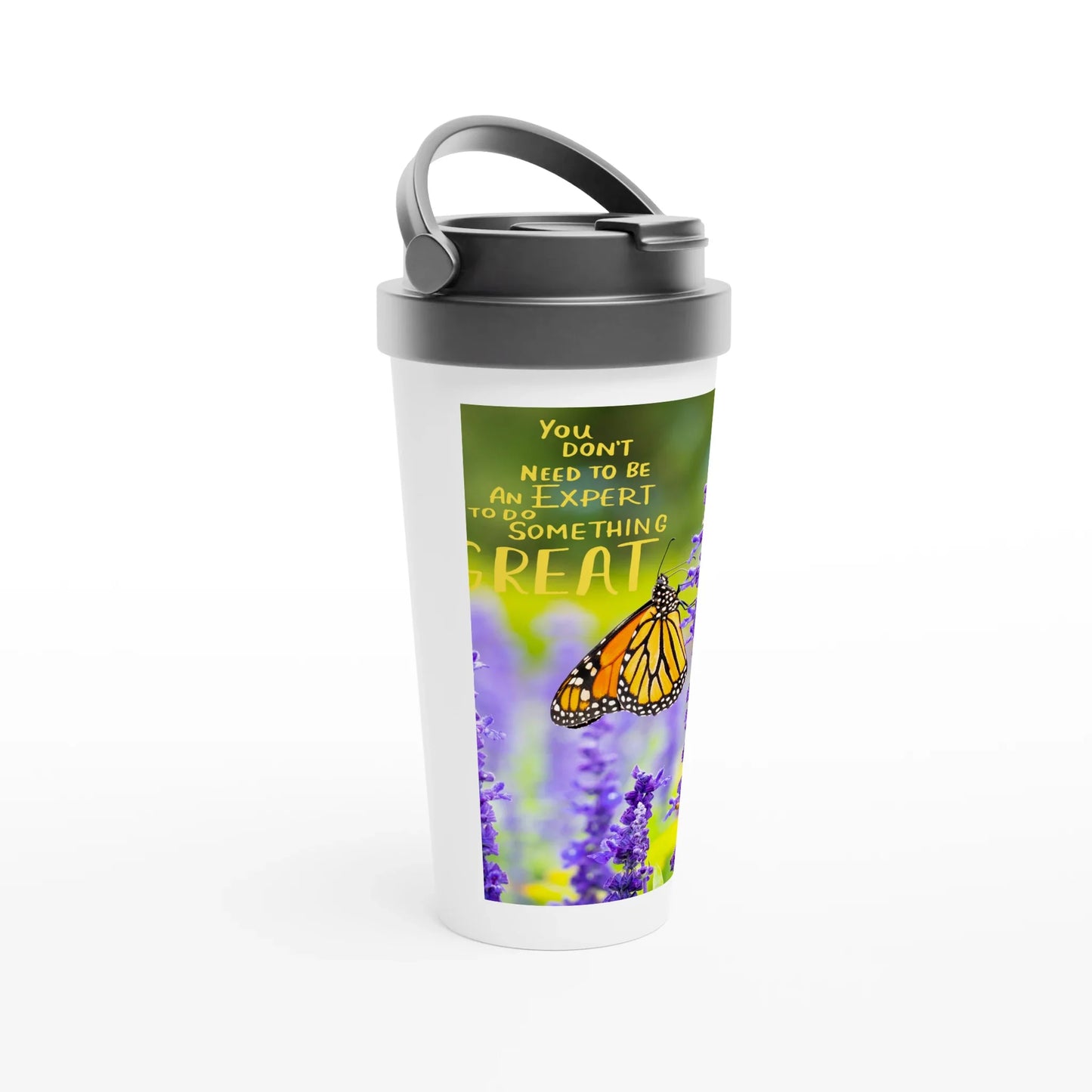 White 15oz Stainless Steel Travel Mug