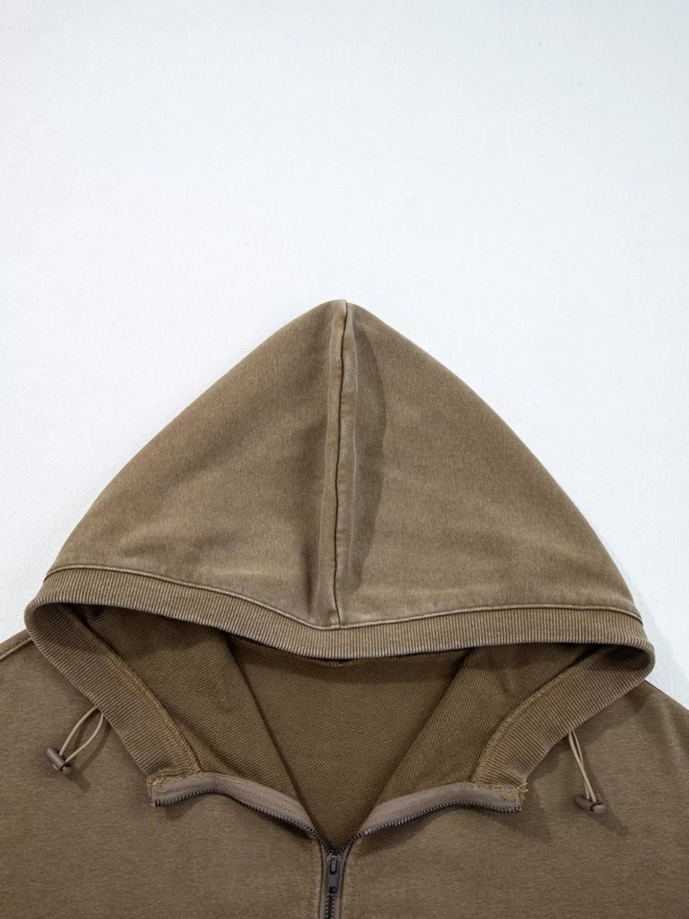 Half Zip Kangaroo Pocket Mineral Wash Baggy Hoodie