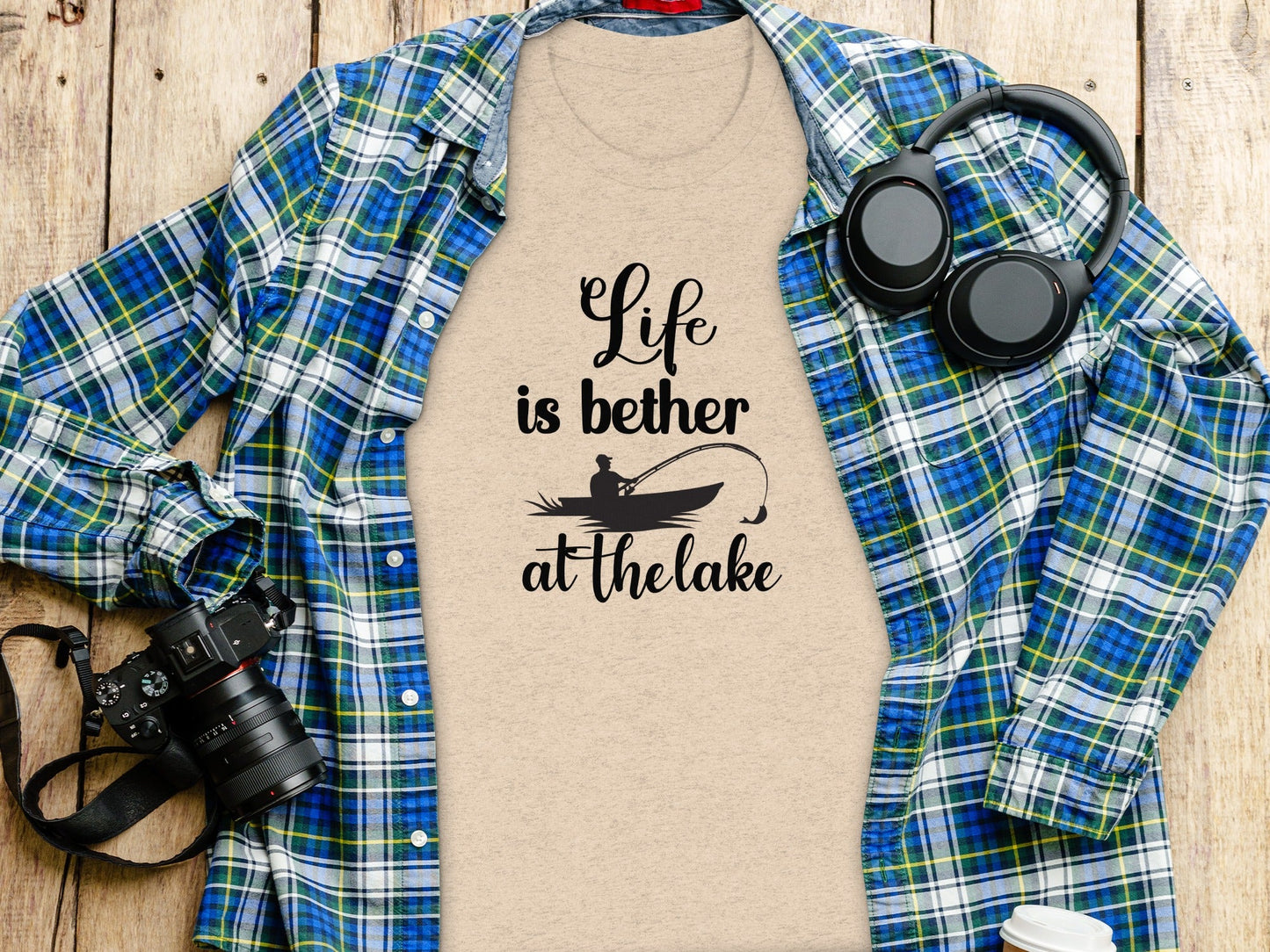 Life is Better At The Lake Fishing Rod Design T-Shirt