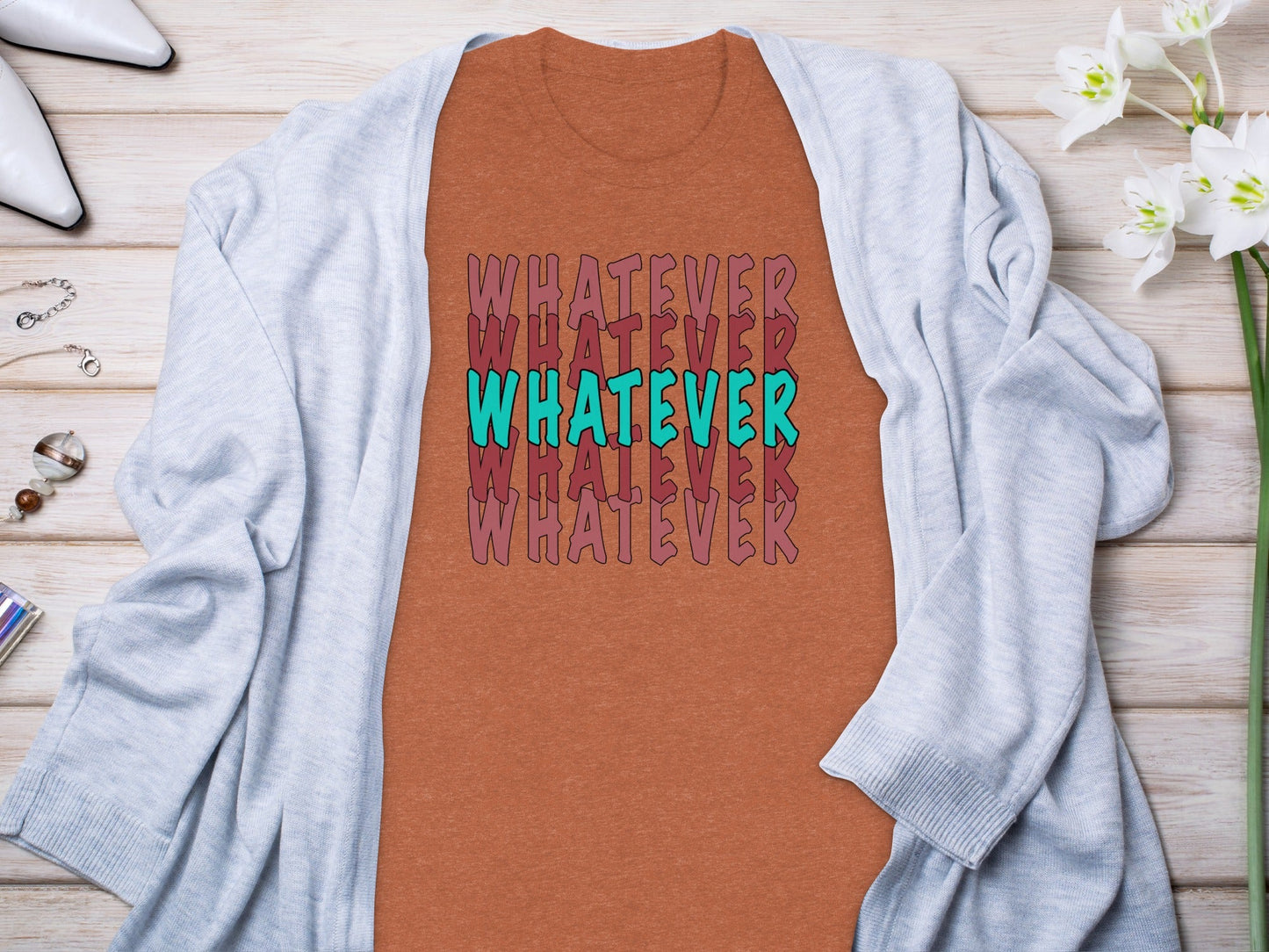 Retro Whatever Text Pattern Aesthetic Cool Attitude T-Shirt