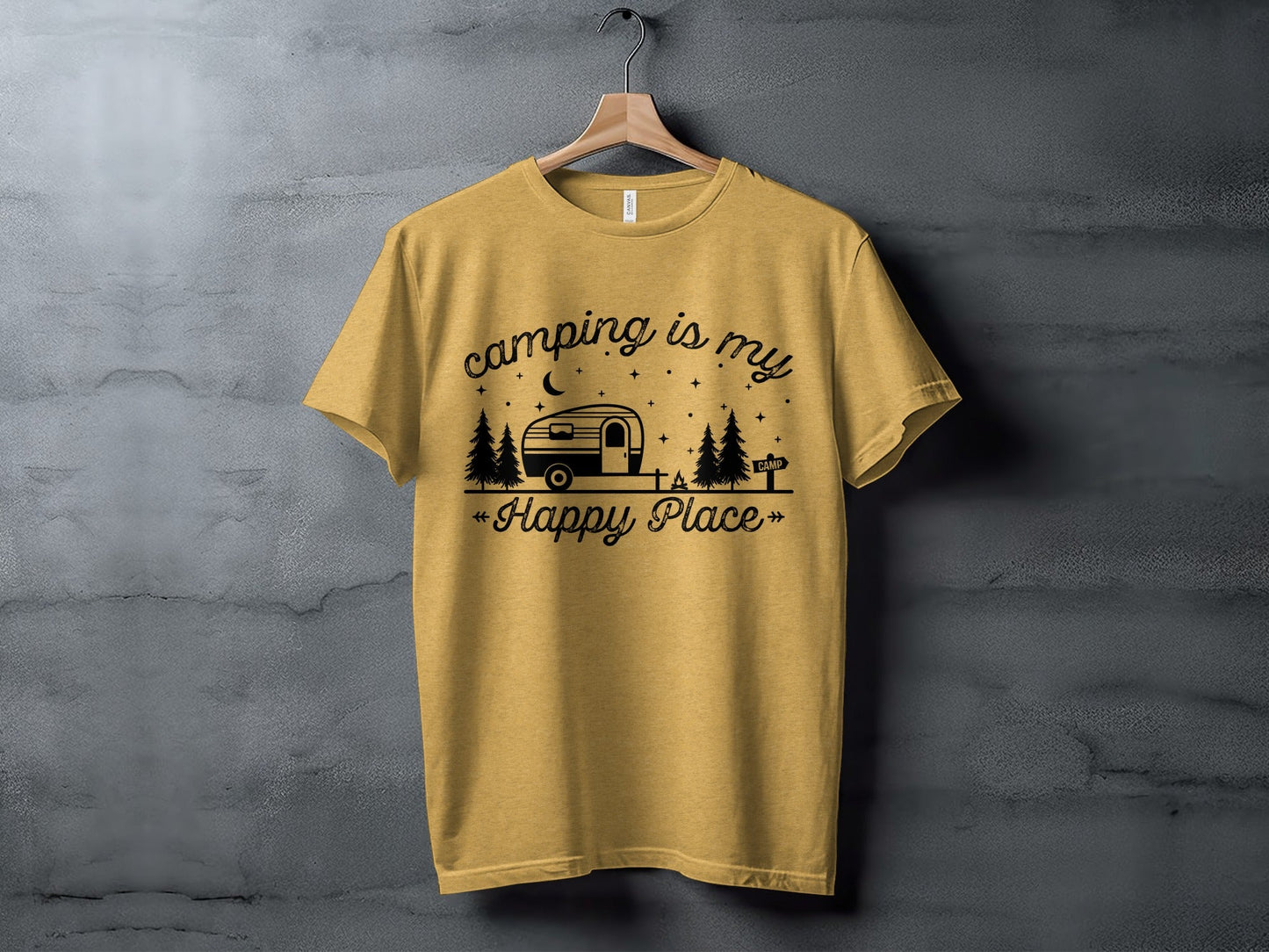 Camping Is My Happy Place Adventure Graphic T-Shirt