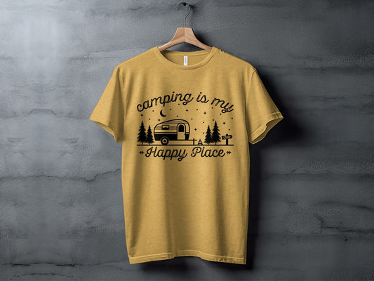 Camping Is My Happy Place Adventure Graphic T-Shirt