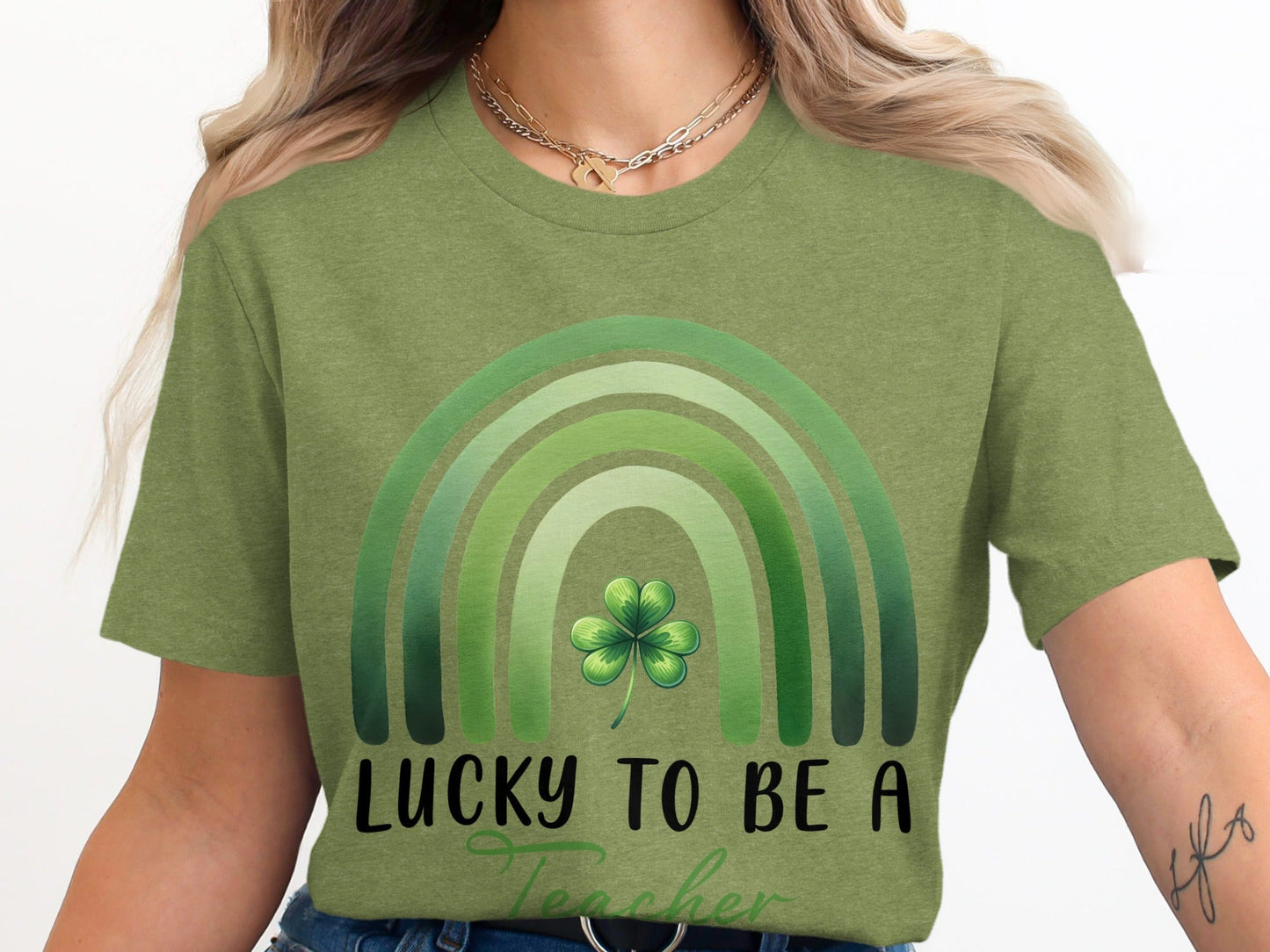 Lucky To Be A Teacher Rainbow St Patricks Day T-Shirt