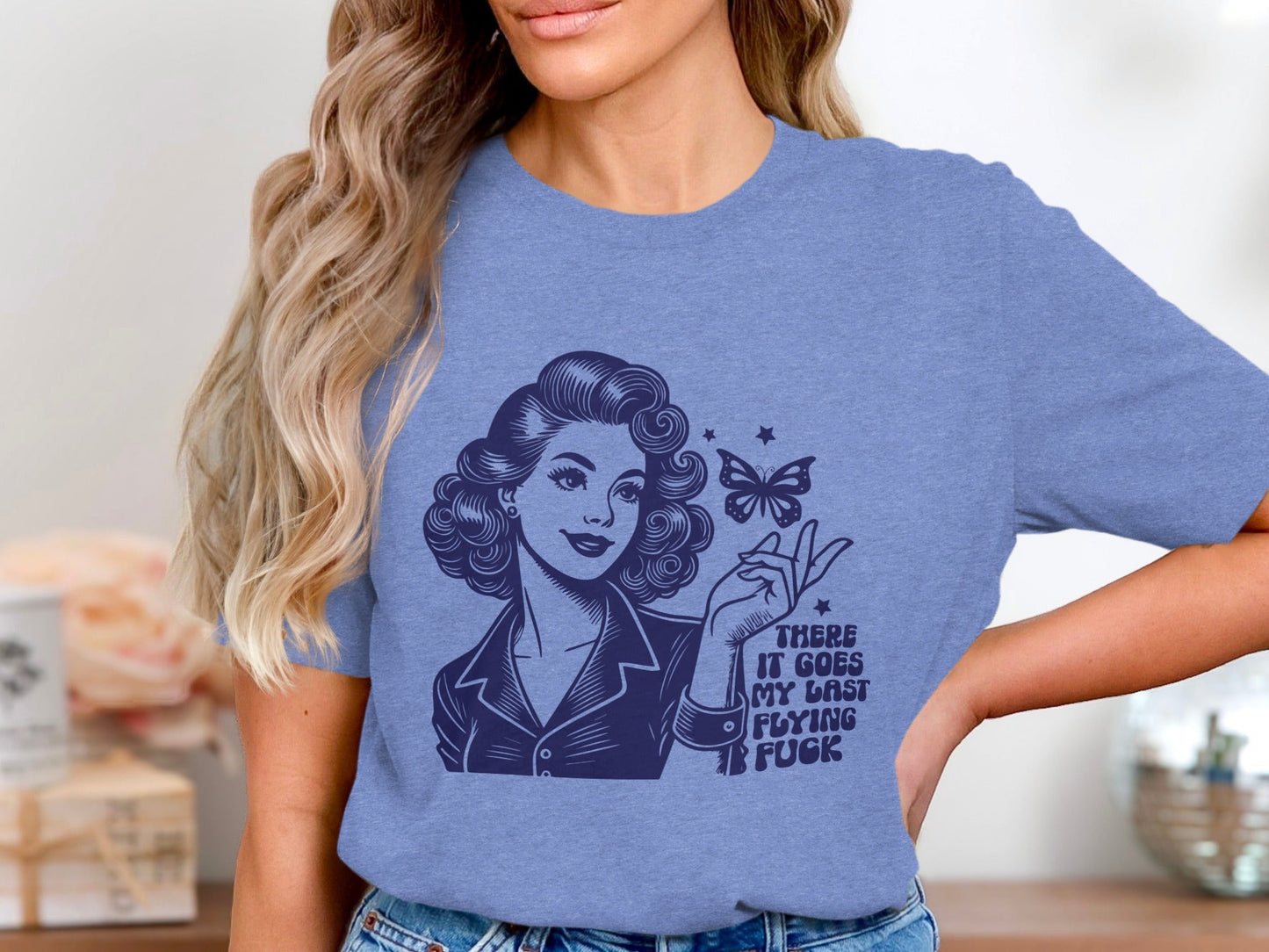 Retro Girl Butterfly Last Flying F Word Phrase T-Shirt