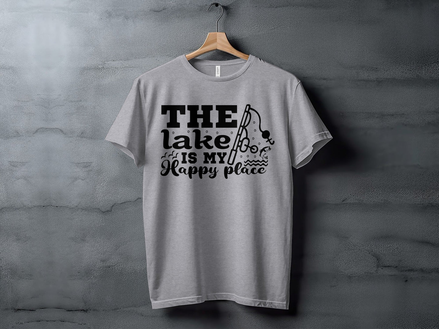 The Lake Is My Happy Place Fishing Illustration T-Shirt