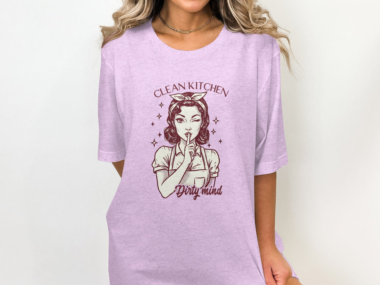 Clean Kitchen Dirty Mind Retro Woman Graphic T-Shirt