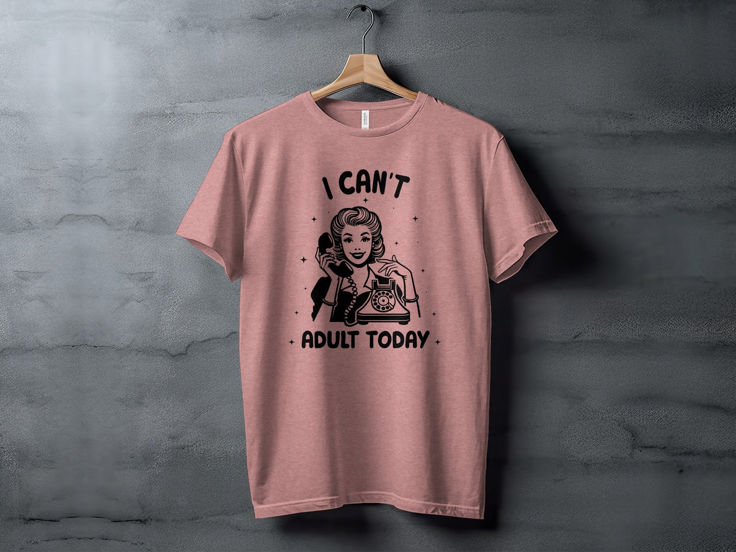 I Can't Adult Today Retro Inspired Graphic Design T-Shirt