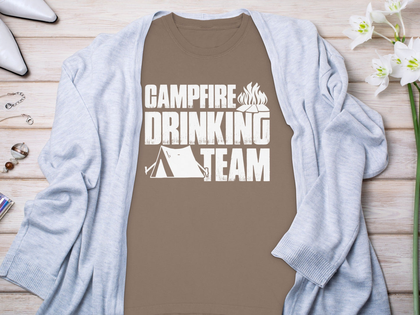 Campfire Drinking Team Graphic Design Great Gift Long Sleeve T-Shirt