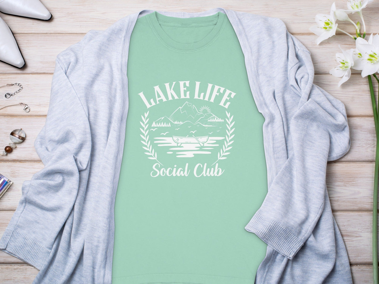 Lake Life Social Club Outdoors Activity Graphic Long Sleeve T-Shirt