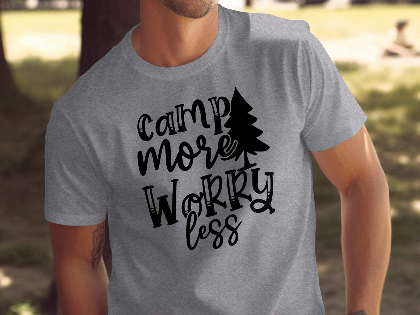 Camp More Worry Less Outdoors Adventure Graphic T-Shirt