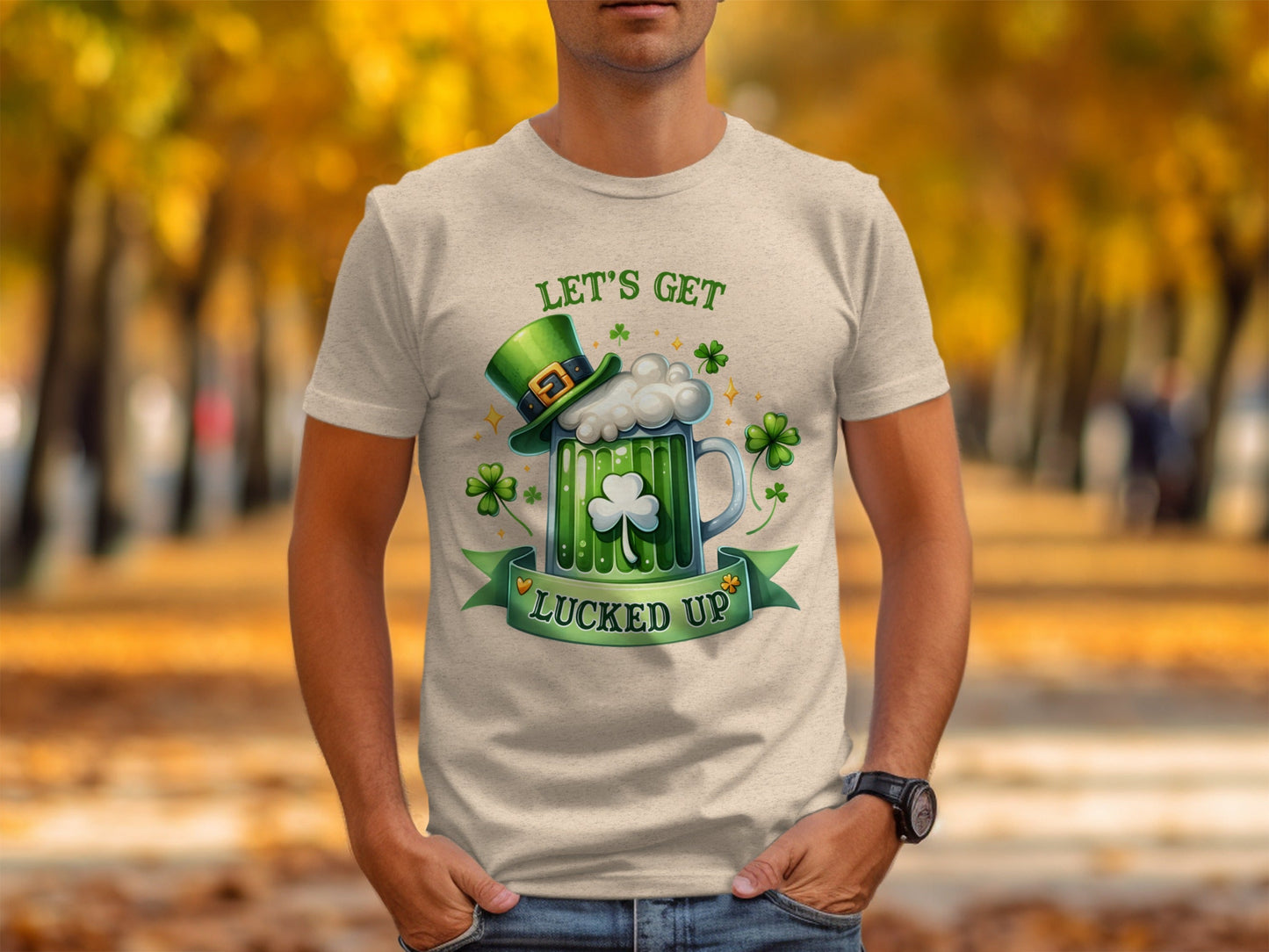 Lets Get Lucked Up T-Shirts, St Patricks Day Apparel, Irish Beer Mug, Clover Graphic Tee, Good Luck Shirts, Holiday T-Shirt, Festive Outfit
