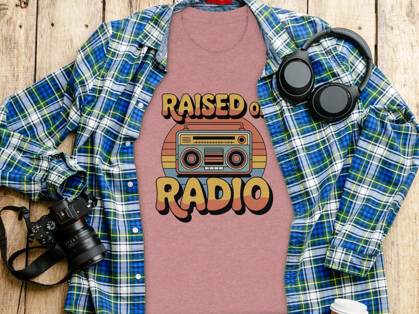 Raised on Radio Retro Boombox Graphic Design T-Shirt