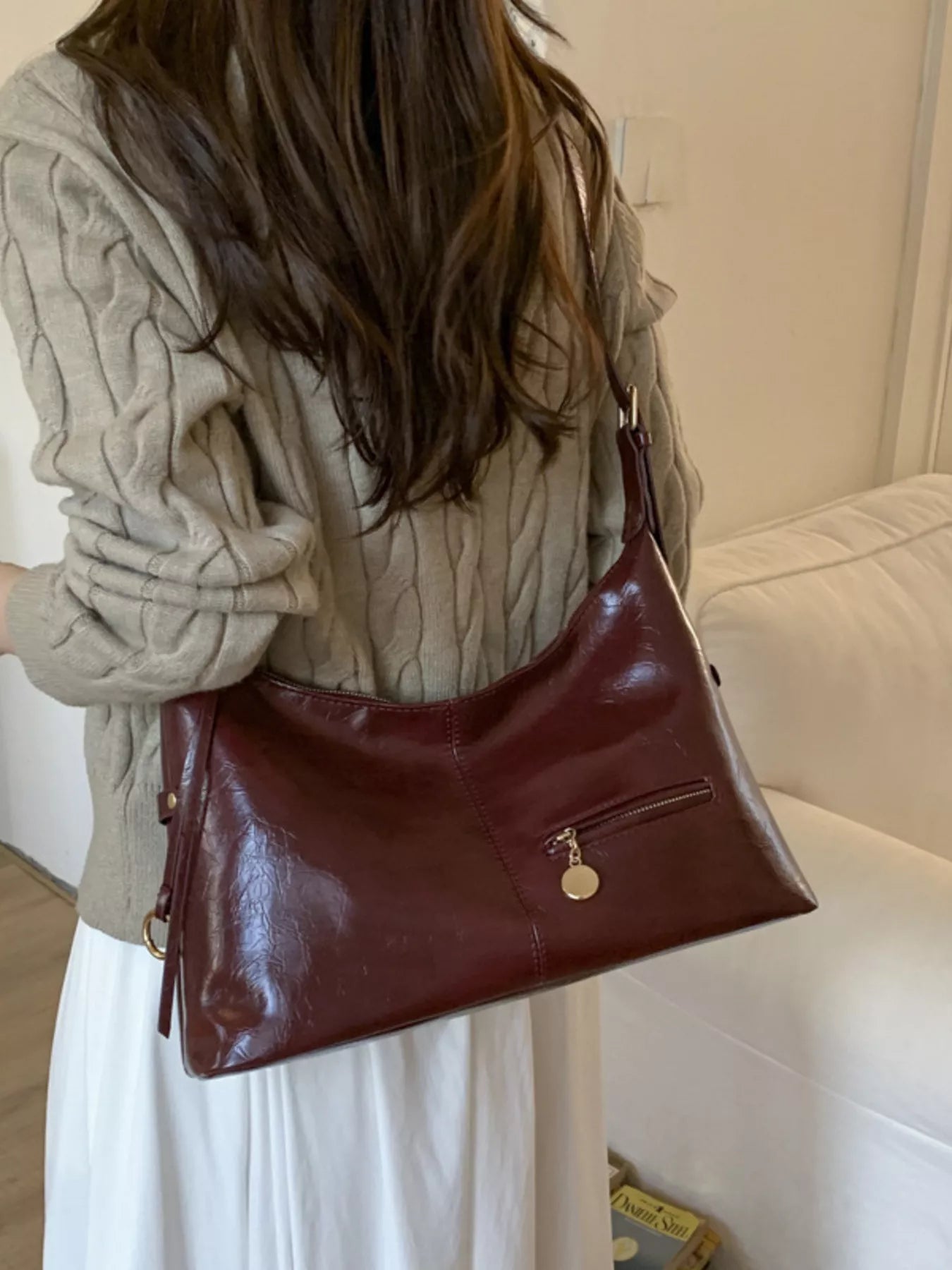 Leather Hobo Shoulder Bag