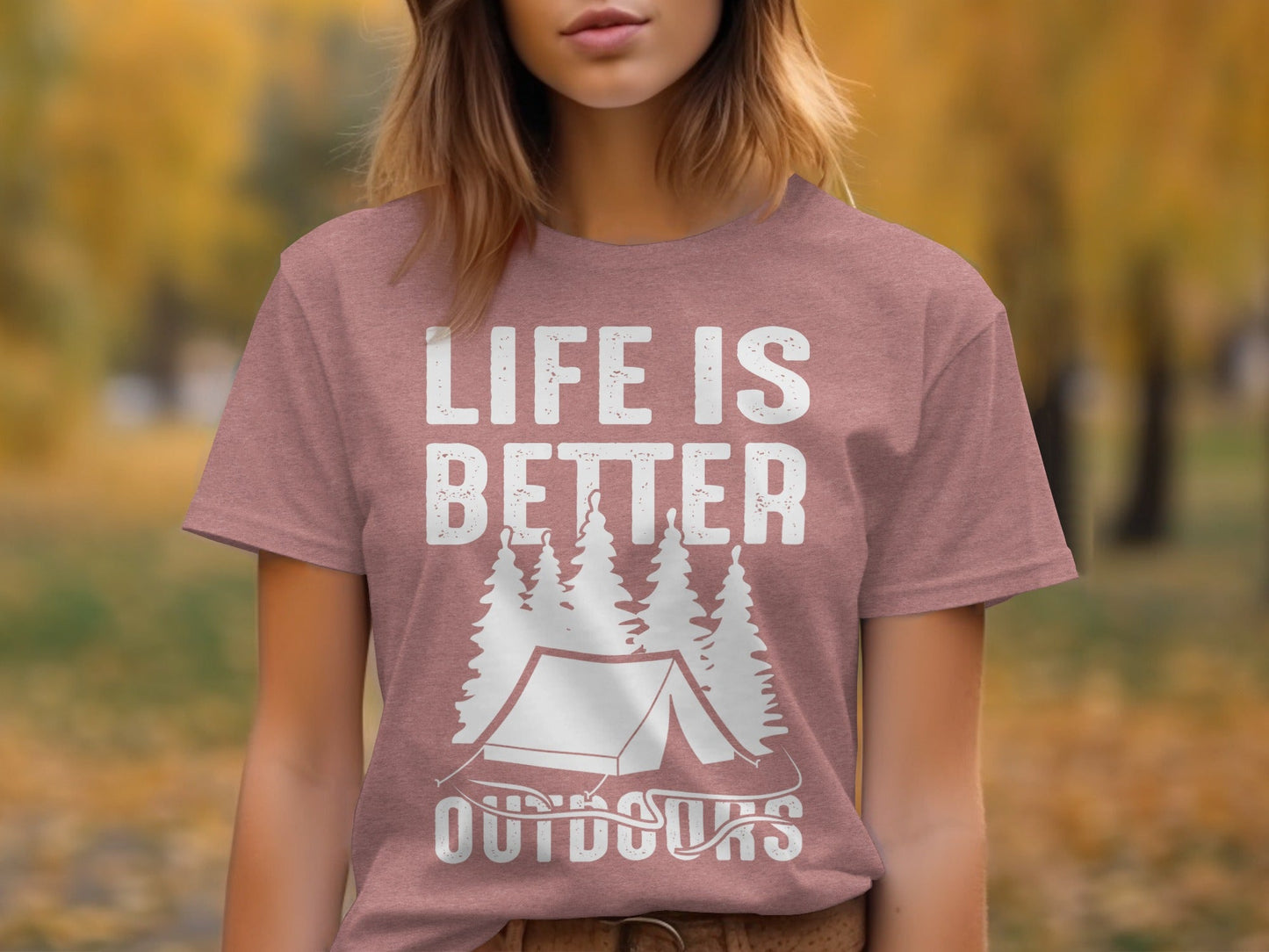Life Is Better Outdoors Camping Tent Graphic Novelty T-Shirt