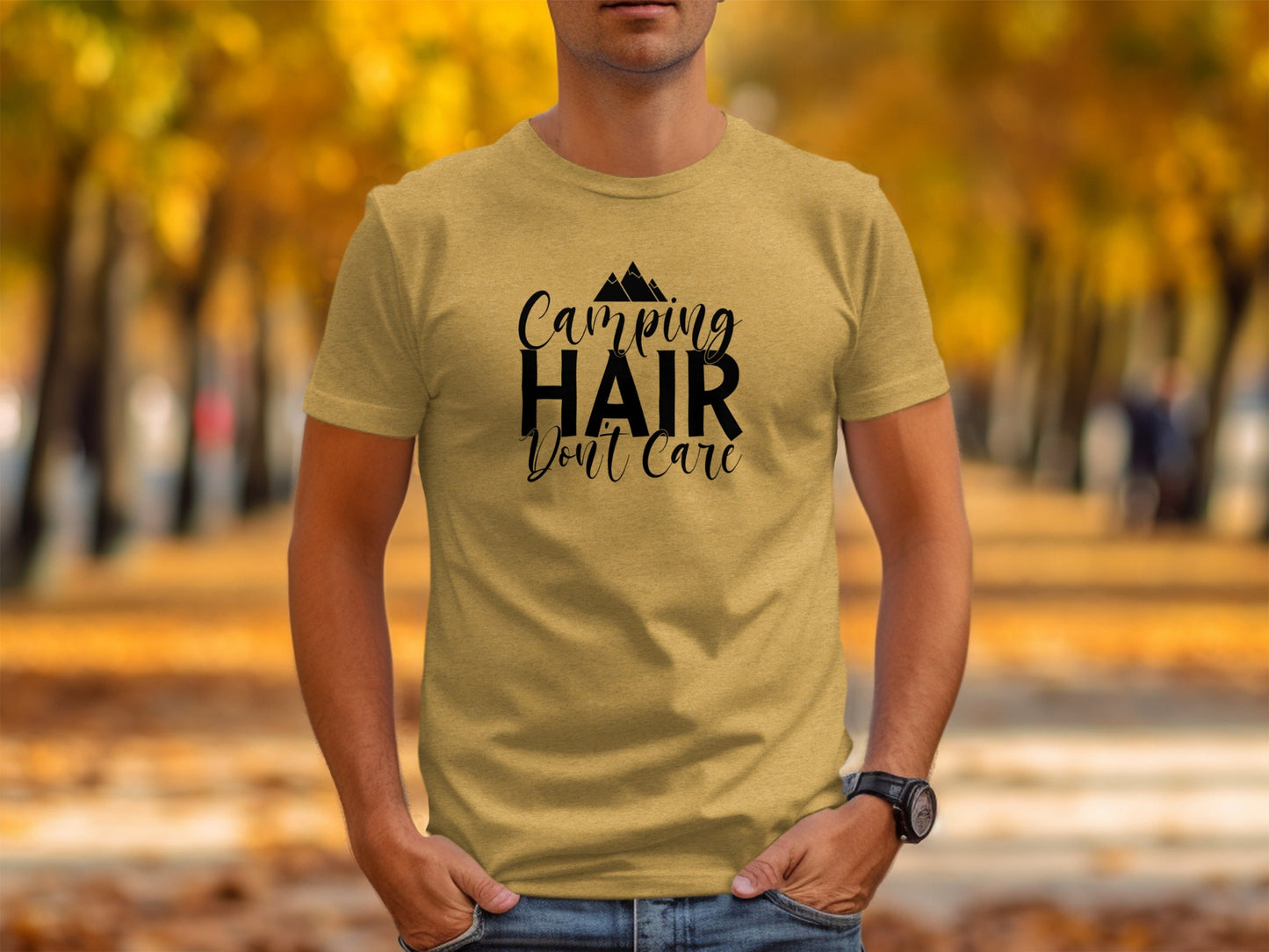 Camping Hair Don't Care Nature Lover Hiking Outdoors T-Shirt