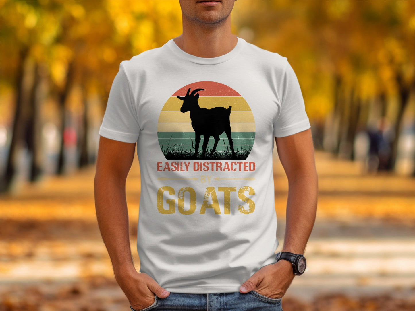 Easily Distracted by Goats Design Graphic T-Shirts Long Sleeve T-shirt