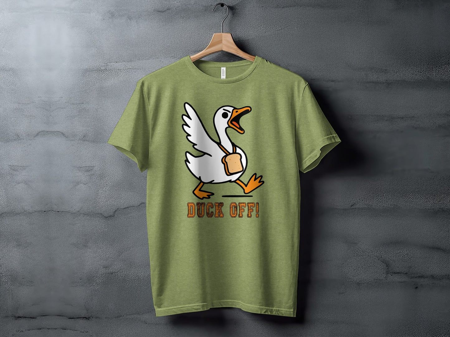 Duck Off Funny Angry Goose with Bread Slice T-Shirt