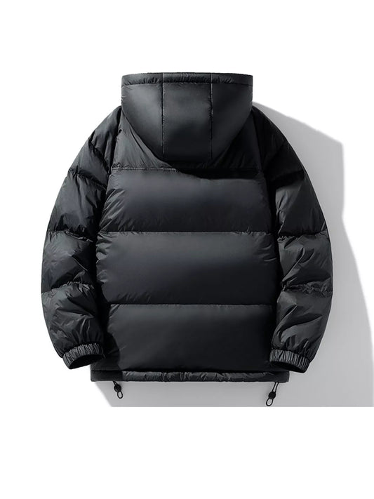 Men's Full Size Hooded Puffer Jacket with Drawstring Hem Plus Size