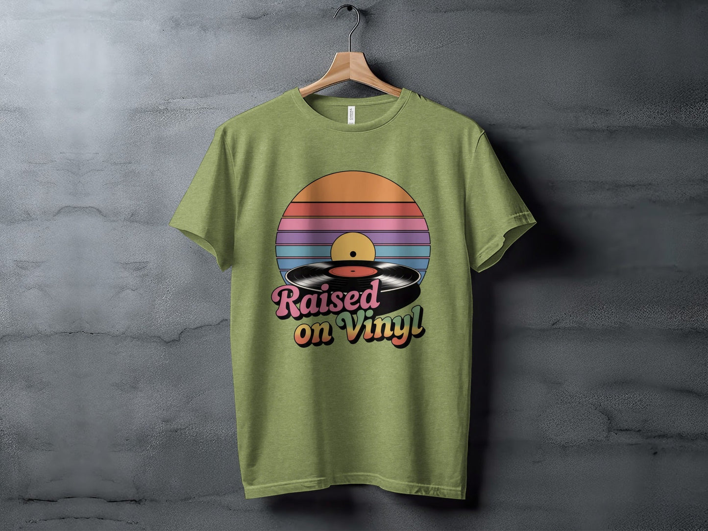 Raised On Vinyl Vintage Retro Style Design Graphic T-Shirt
