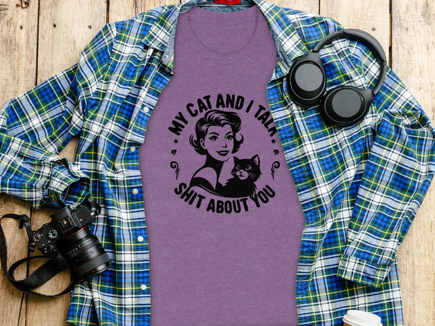 My Cat and I Talk Shit About You Funny Graphic T-Shirt