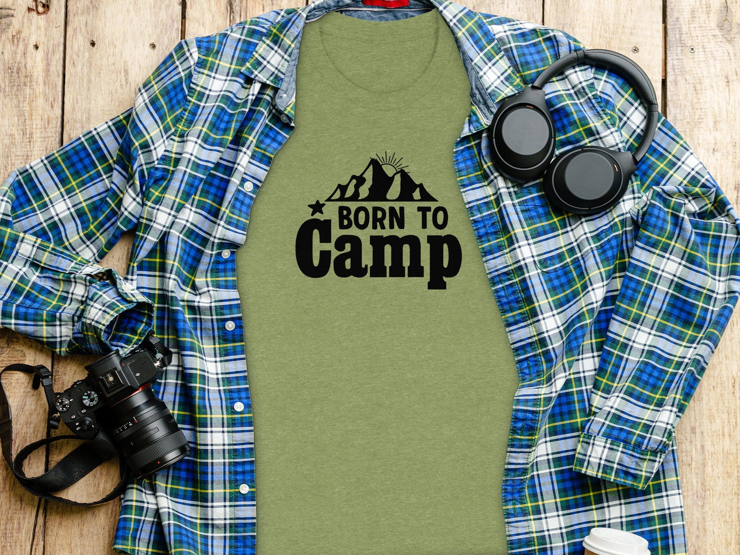 Born To Camp Mountain Design Adventure Awaits T-Shirt