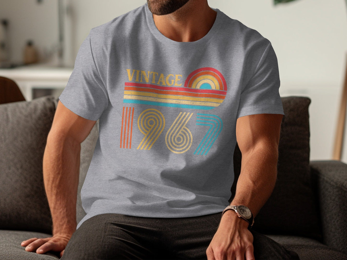 Vintage Since 1967 Retro Rainbow Birthday T-Shirt
