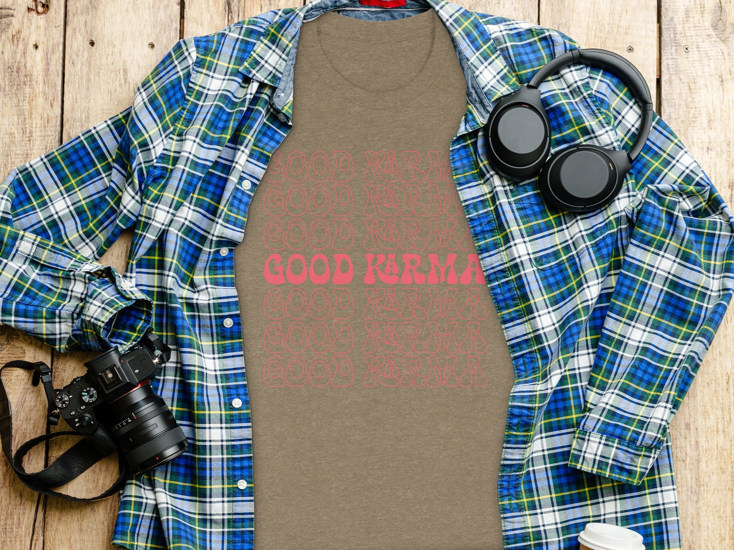 Good Karma Positive Vibes Graphic Design Pattern T-Shirt