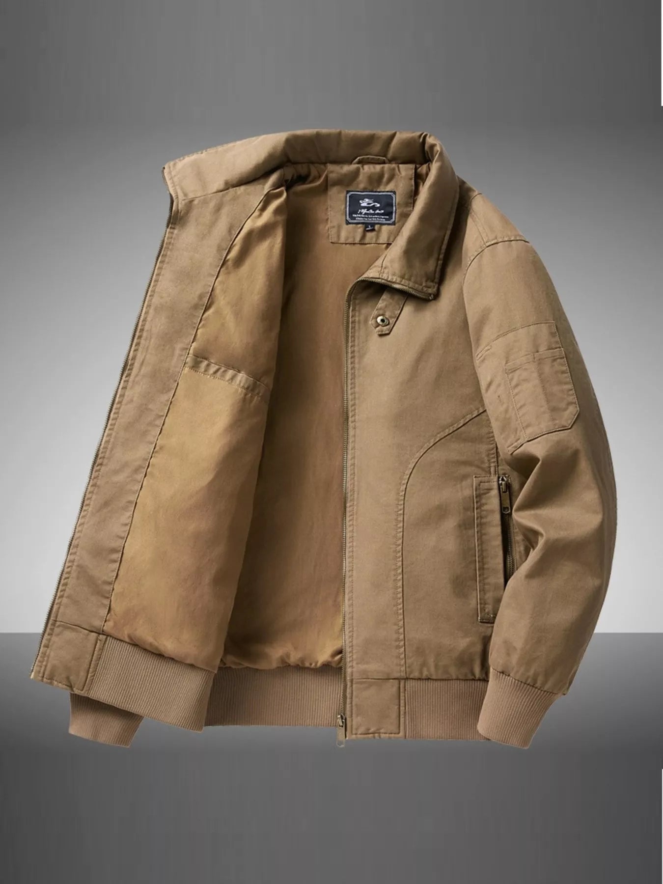 Men's Plus Size Casual Zip Up Bomber Jacket