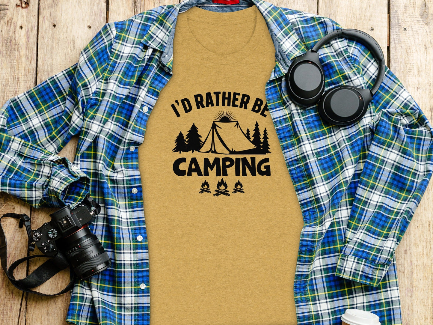 Id Rather Be Camping Tent Forest Fire Gift Idea T-Shirt