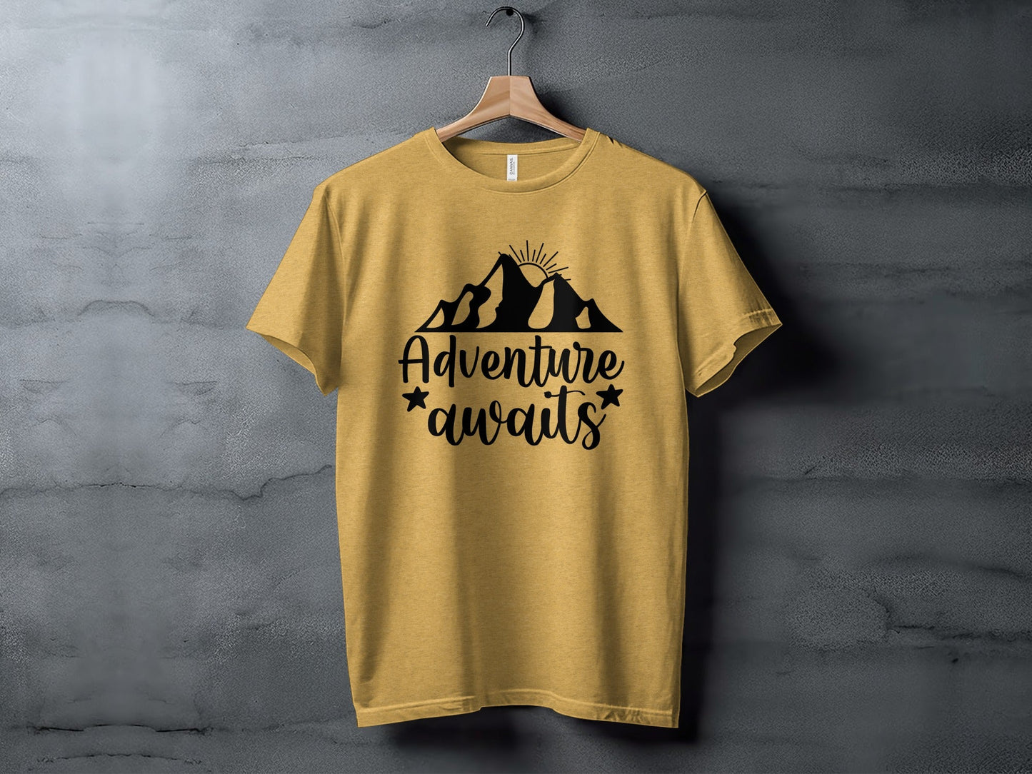 Adventure Awaits with Mountain and Star Graphic T-Shirt