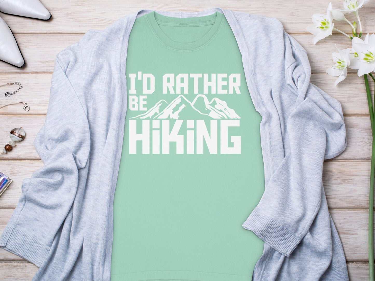 I'd Rather Be Hiking Mountain Design Great Gift Long Sleeve T-Shirt