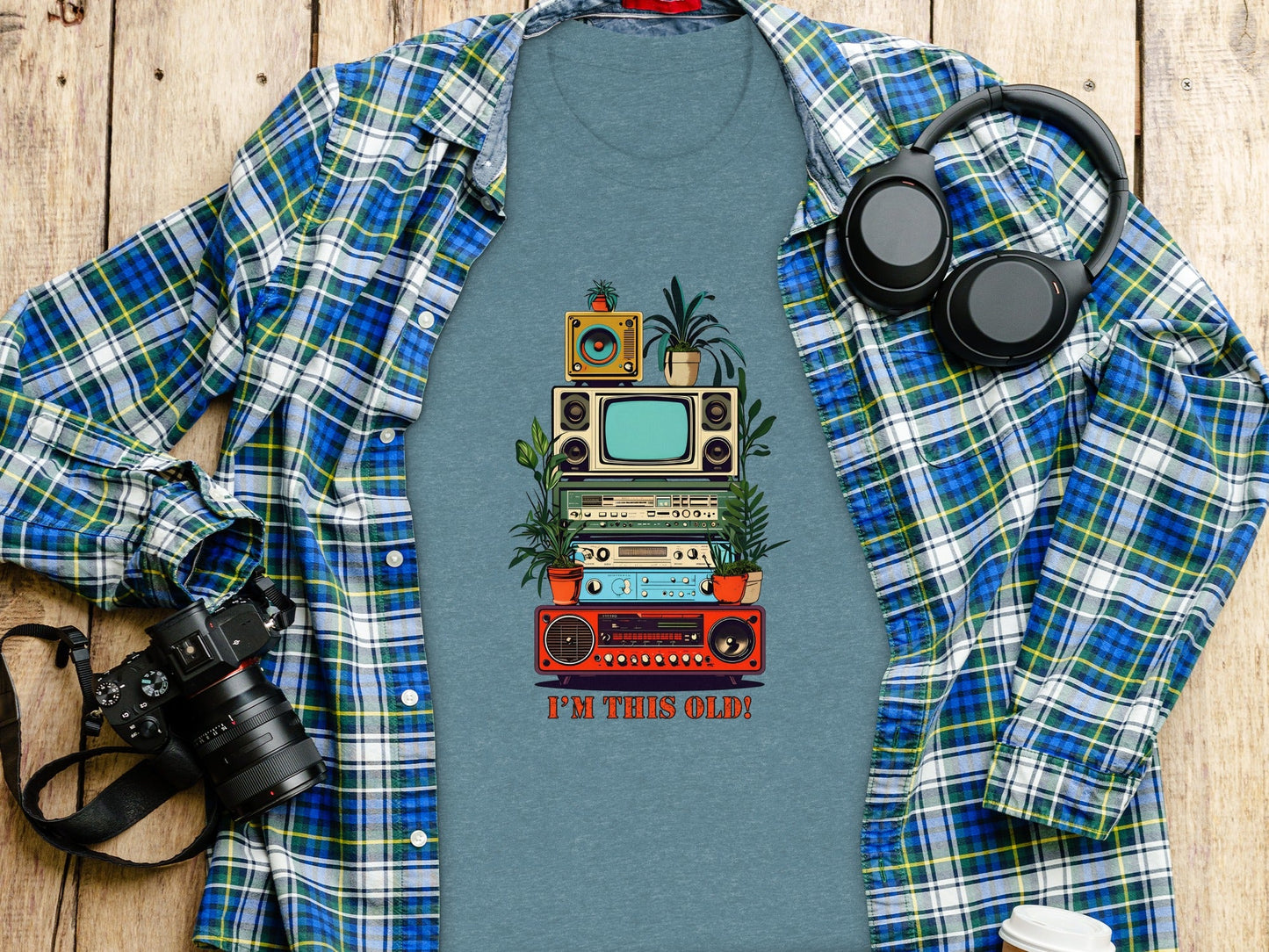 I'm This Old Electronics Tower With Plants Graphic T-Shirt