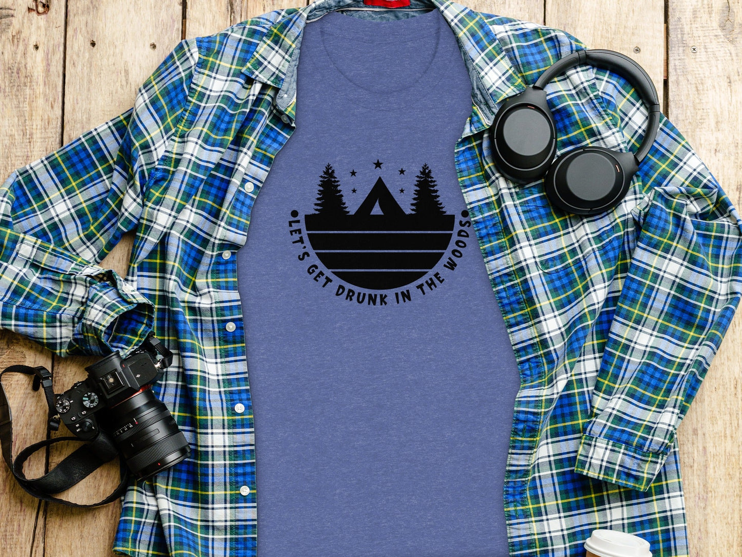Let's Get Drunk In The Woods Camping Adventure T-Shirt