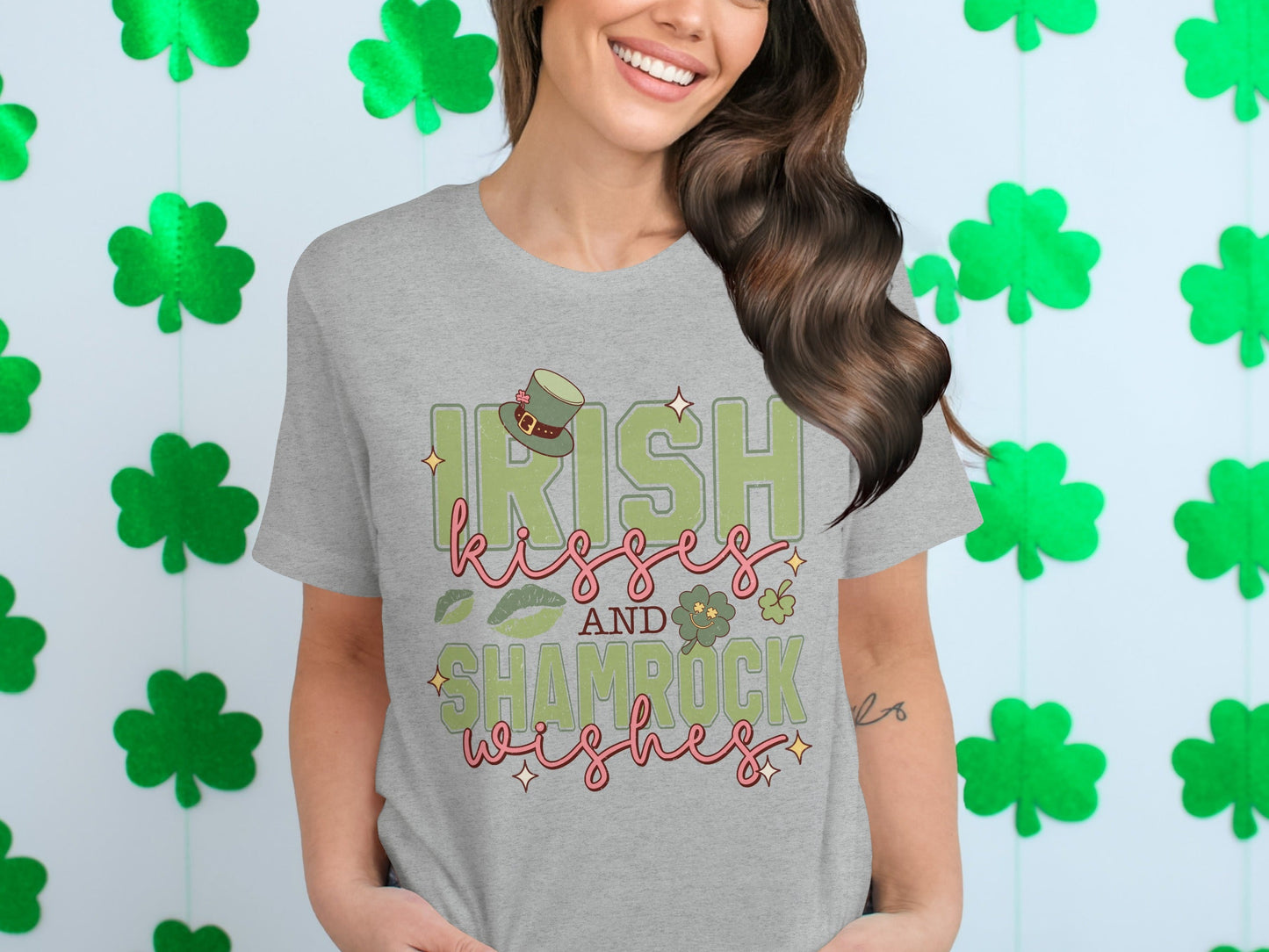 Irish Kisses Shamrock Wishes T-Shirts, St Patricks Day T-Shirts, Lucky Shirt, St Paddys Day Tee, St Patricks Day Gifts, Irish Gifts