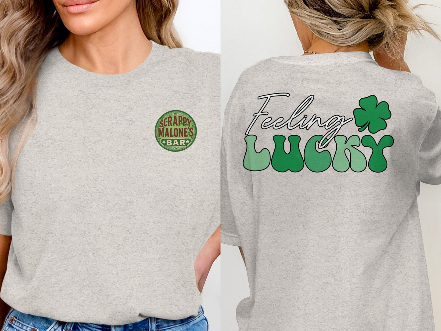 Scrappy Malone's Bar, Irish Pub, Shamrock, Round, Green, Vintage
