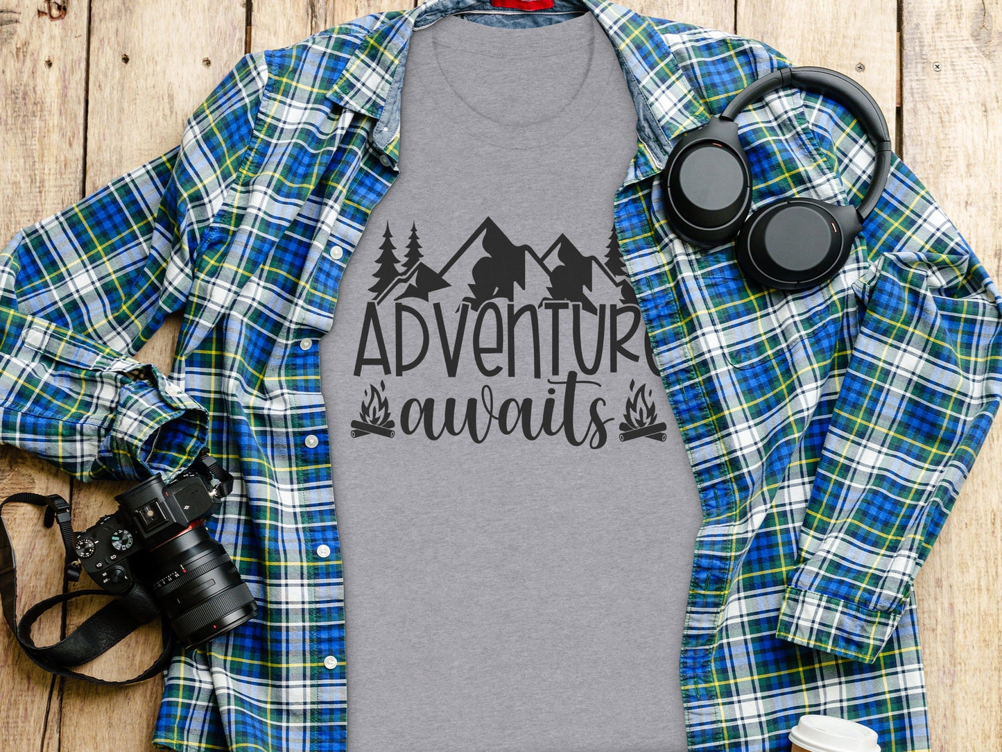 Adventure Awaits with Mountains and Campfires T-Shirt