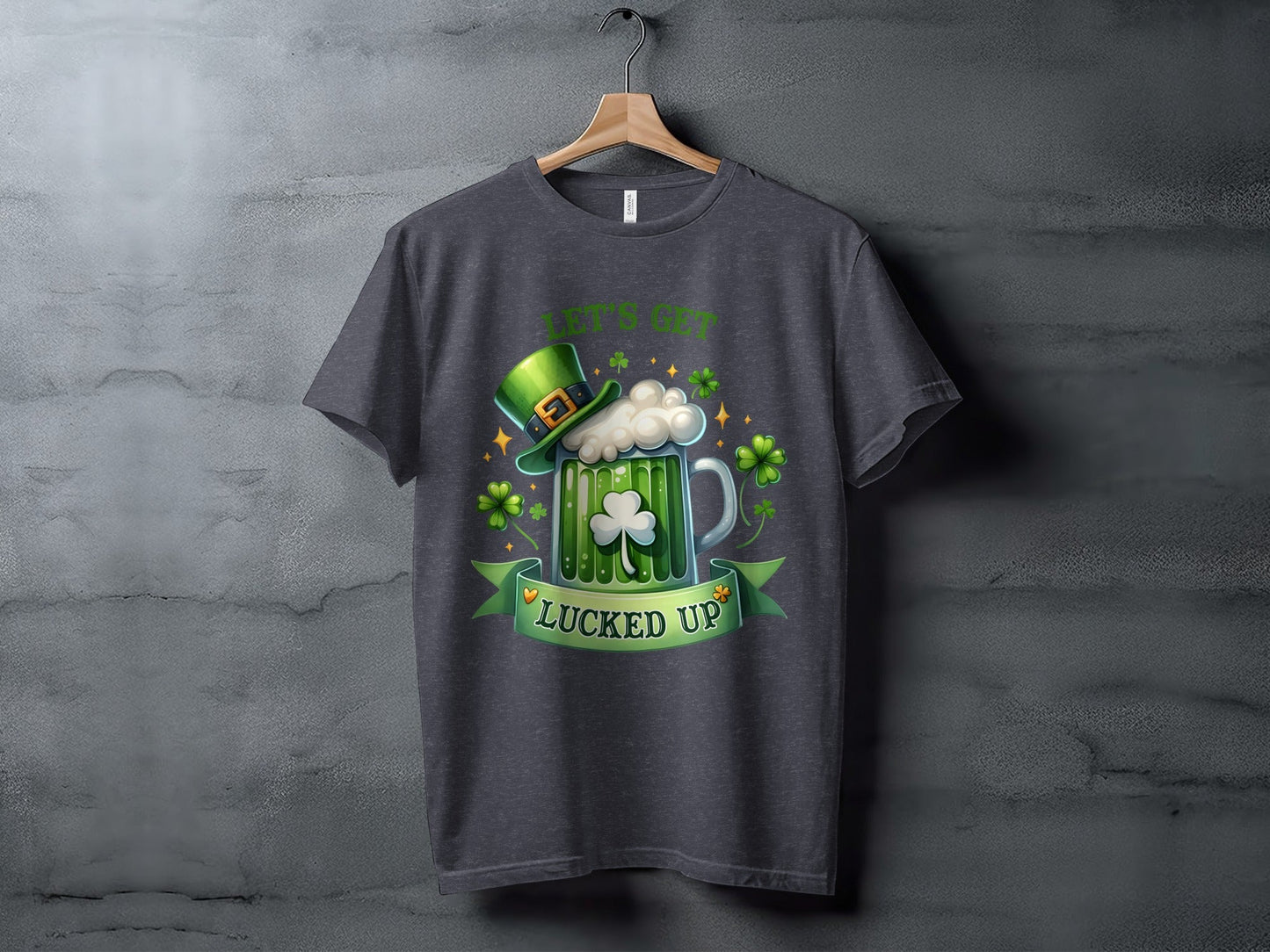 Lets Get Lucked Up T-Shirts, St Patricks Day Apparel, Irish Beer Mug, Clover Graphic Tee, Good Luck Shirts, Holiday T-Shirt, Festive Outfit