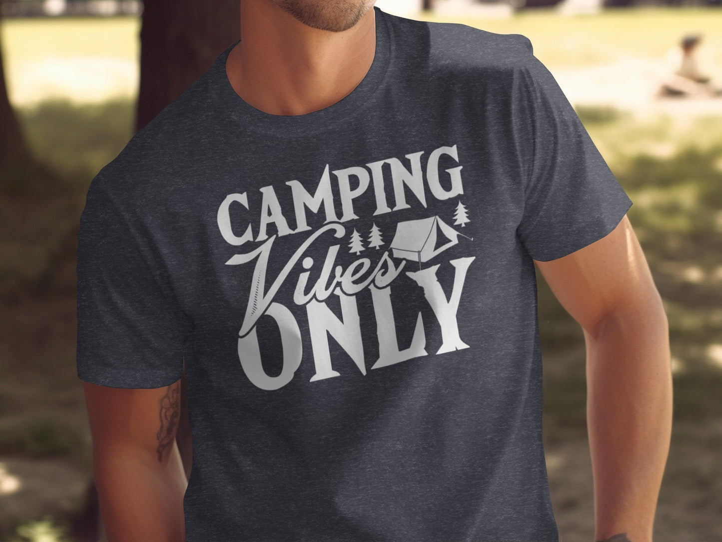 Camping Vibes Only With Tent Graphic Camping T-Shirt